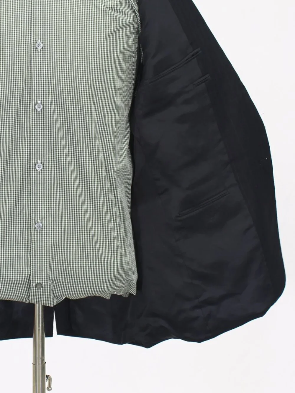 Hickey Freeman 40S 34x28 Black Full Suit 2-Button Stripe R971
